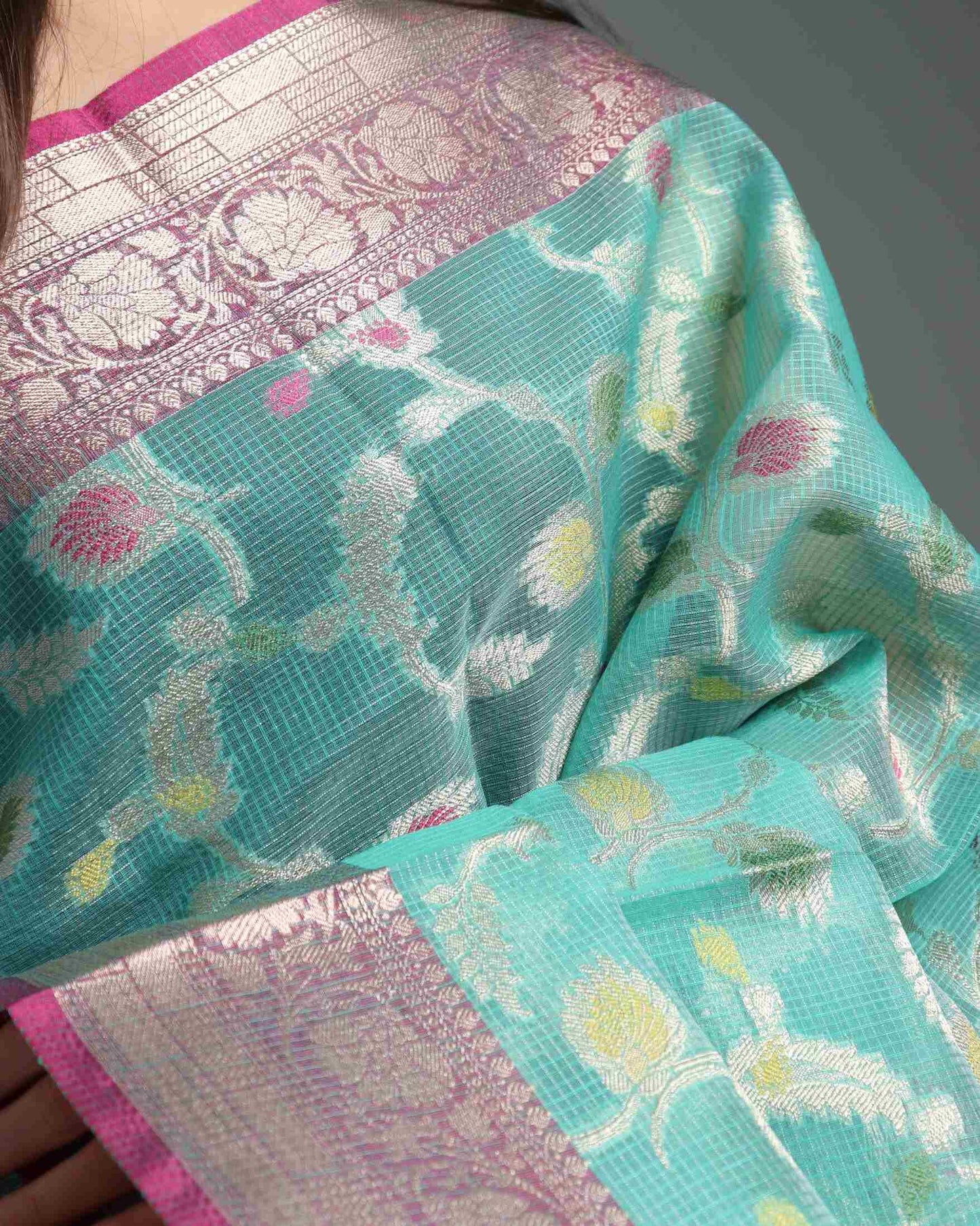 Sea Green Kota Silk Banarasi Saree