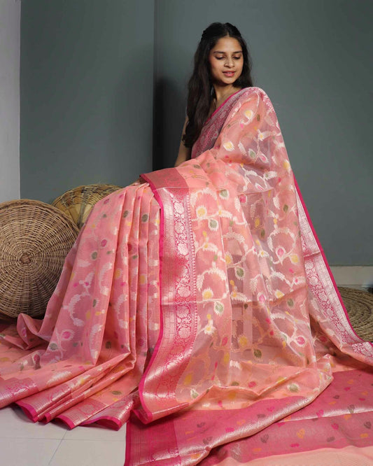 Pink Kota Silk Saree