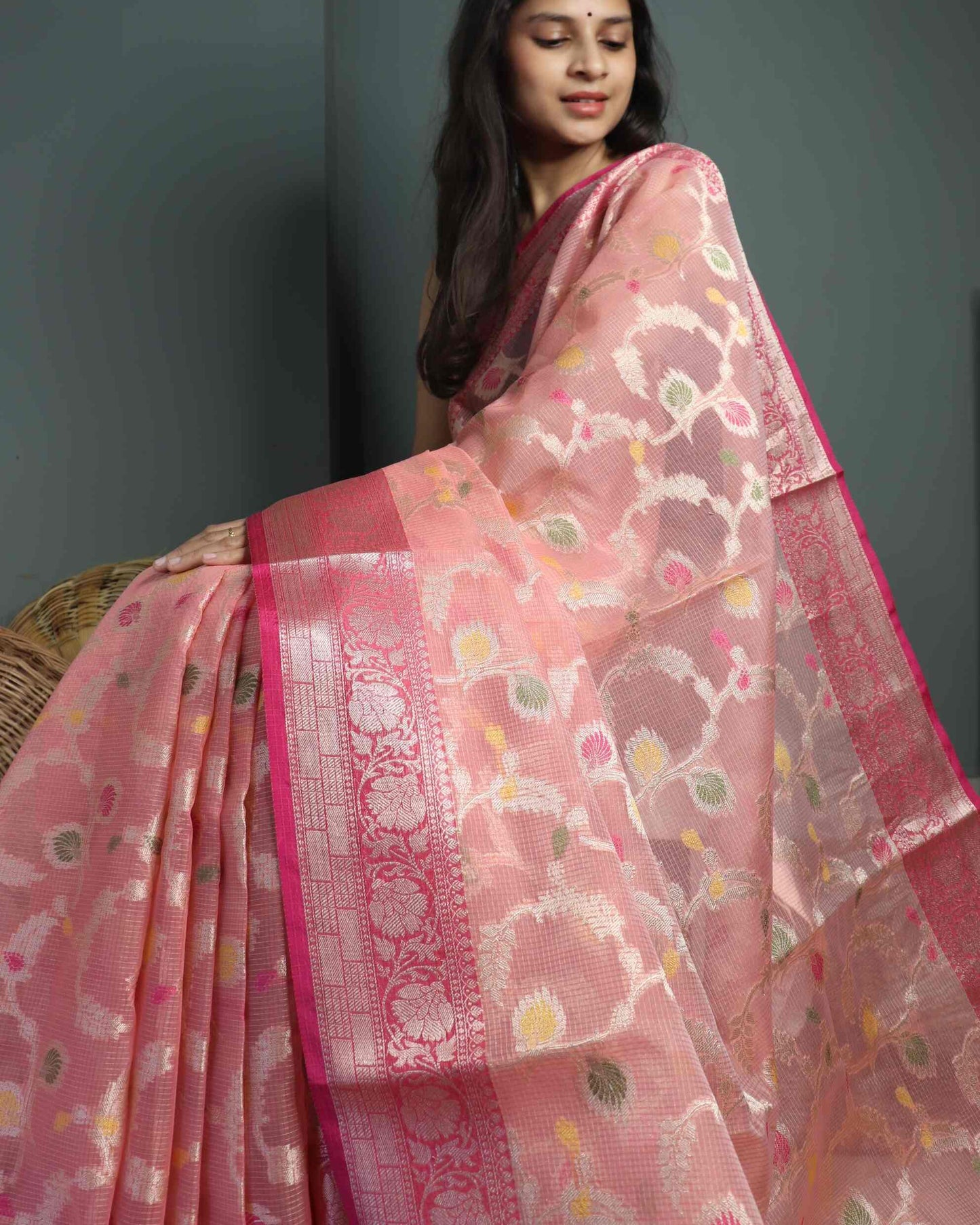 Pink Kota Silk Saree