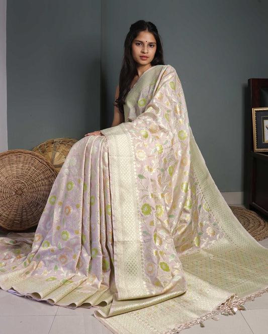 Cream  Muga Silk Saree