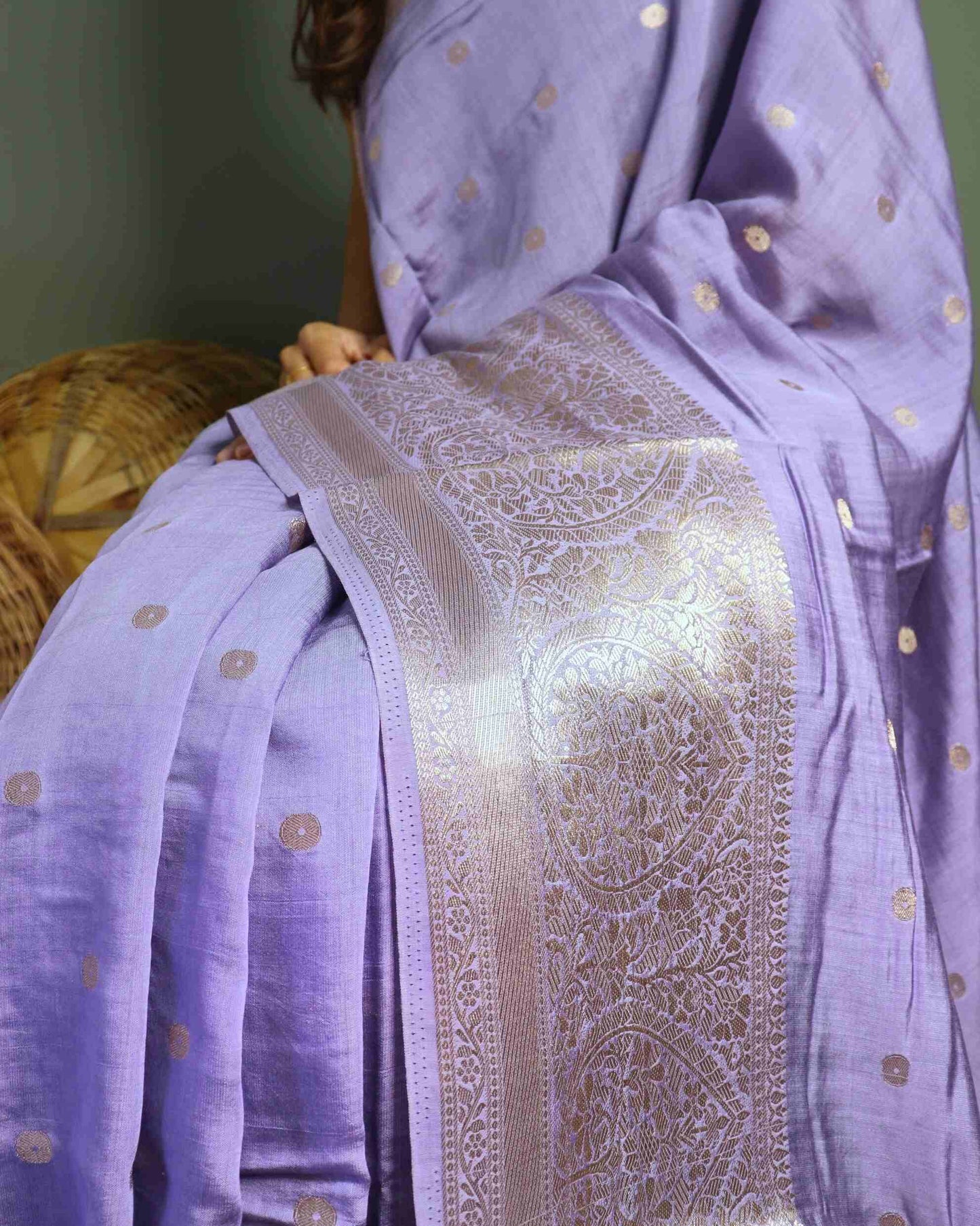 Lilac Cotton Silk Banarasi Saree