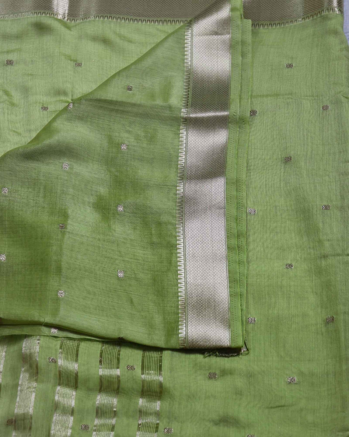 Mehendi Green Cotton Silk Banarasi Saree