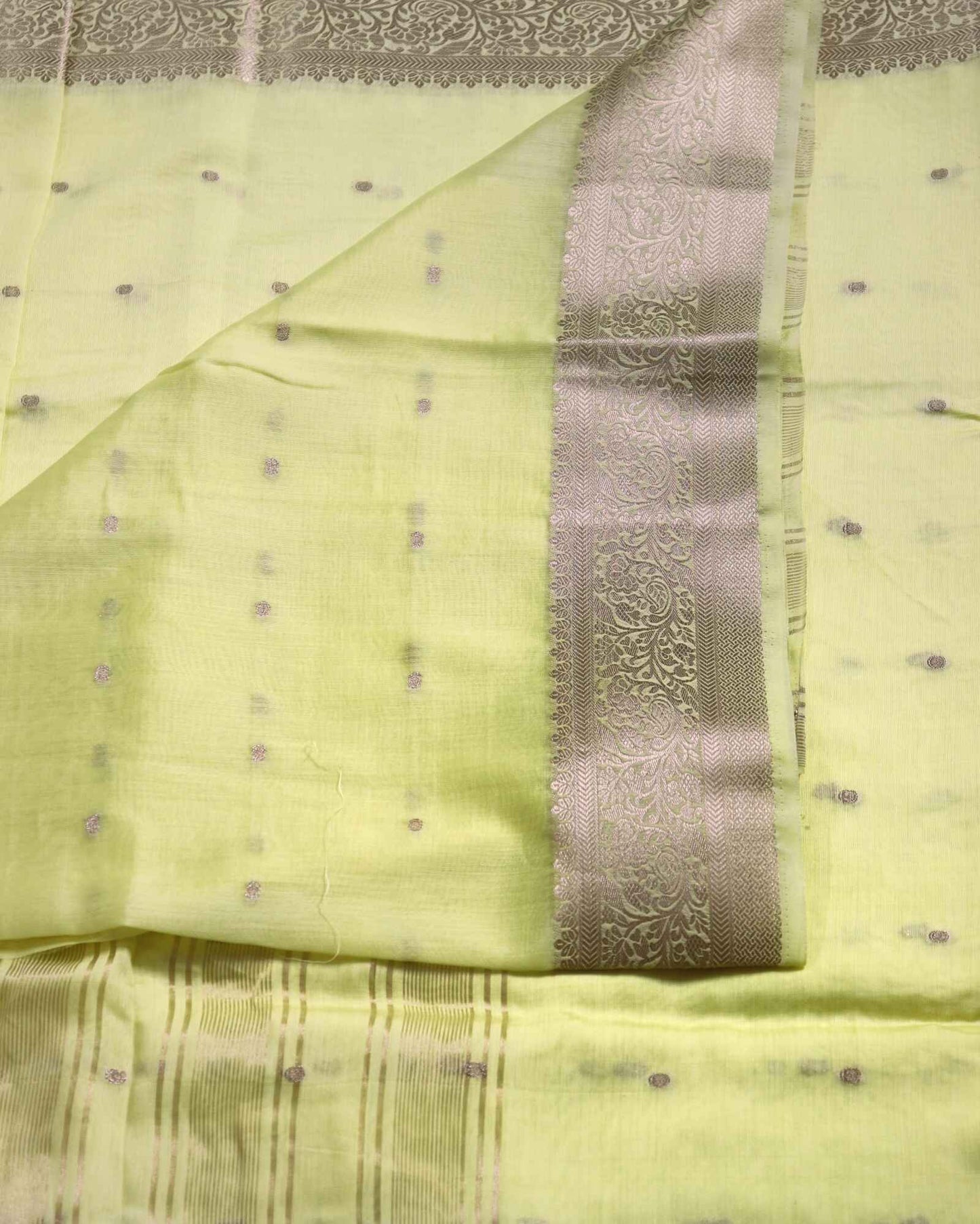 Bright Yellow Cotton Silk Saree