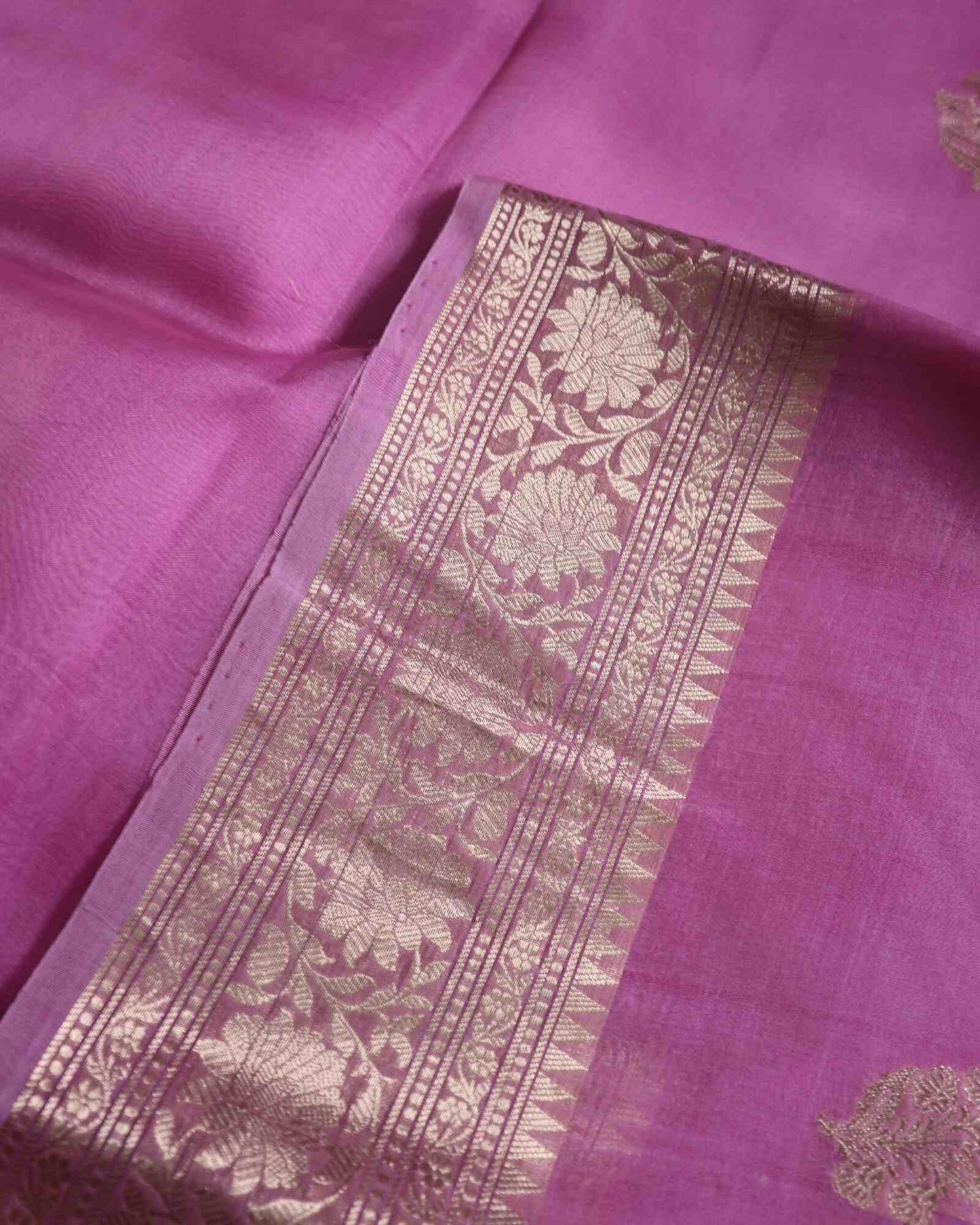 Pastel Pink Pure Handloom Kora Silk Banarasi Saree