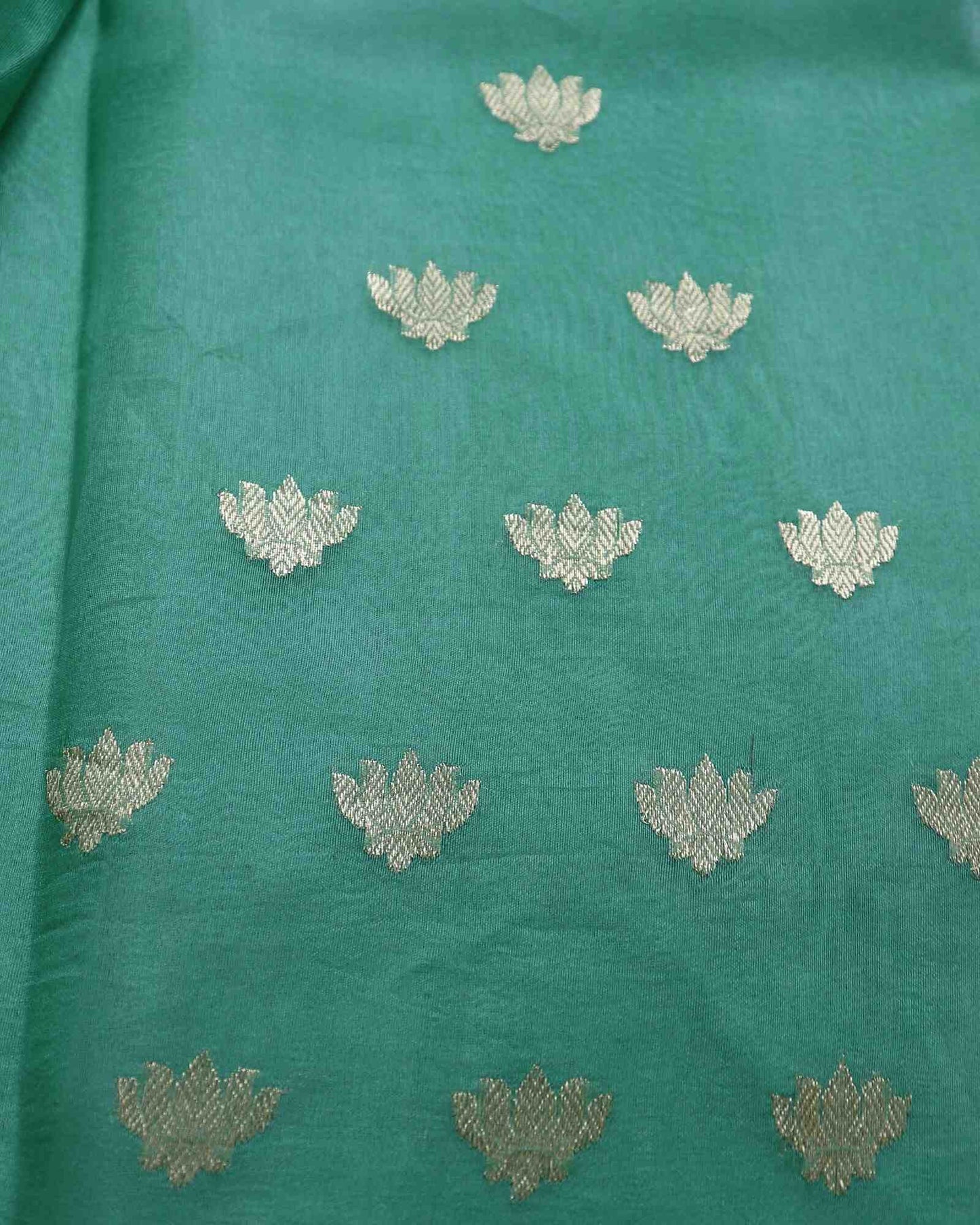 Emerald Green Pure Handloom Kora Silk Banarasi Saree