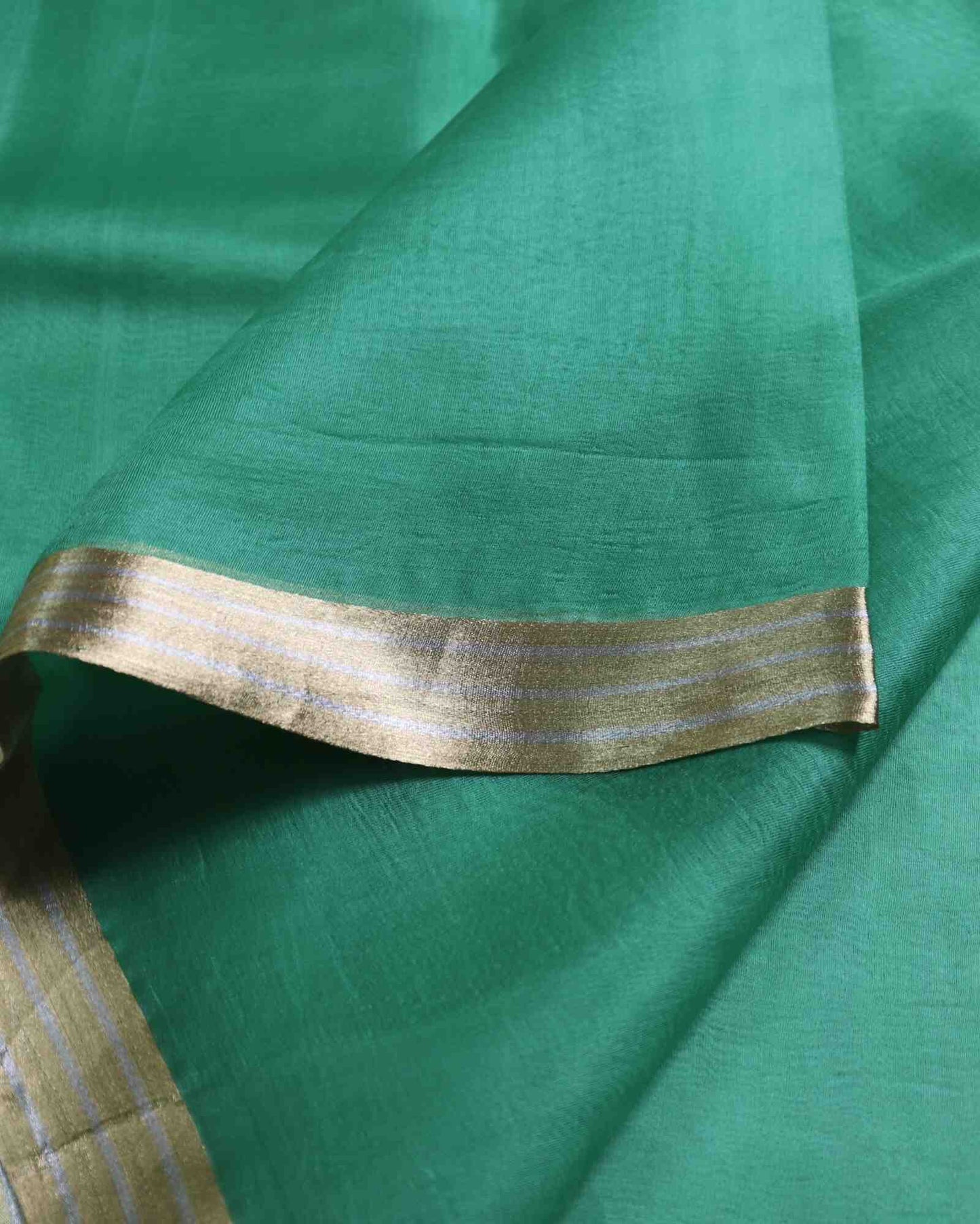 Emerald Green Pure Handloom Kora Silk Banarasi Saree