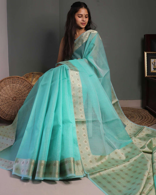 Sea Green Kota Silk Saree