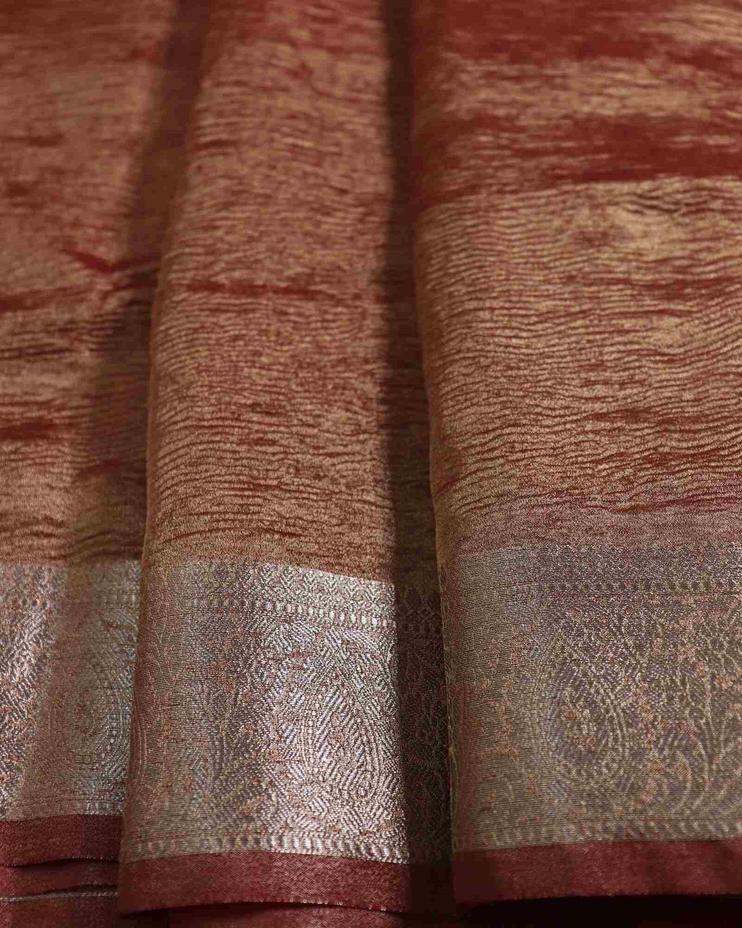 Rust Tissue Silk Banarasi Saree
