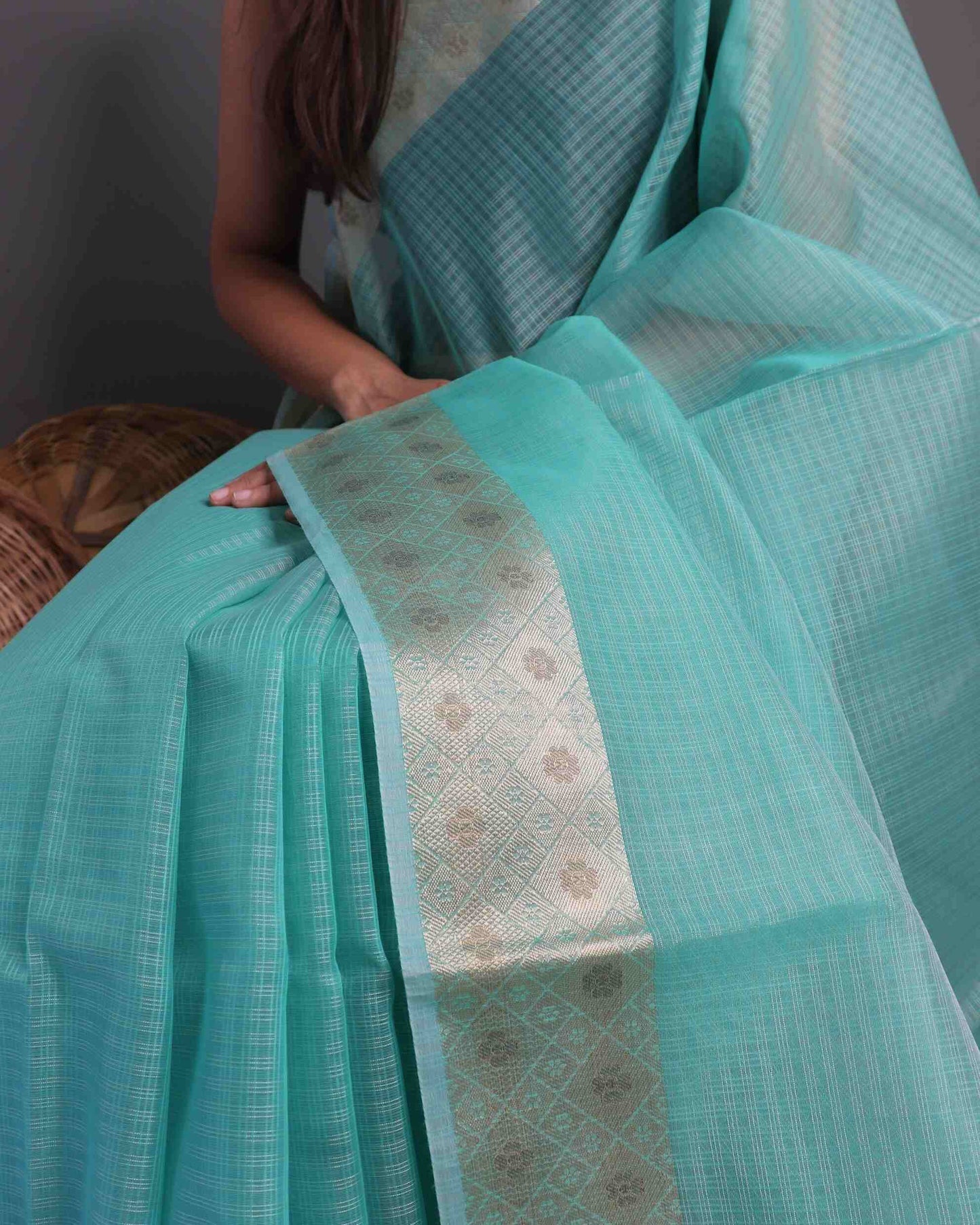 Sea Green Kota Silk Saree
