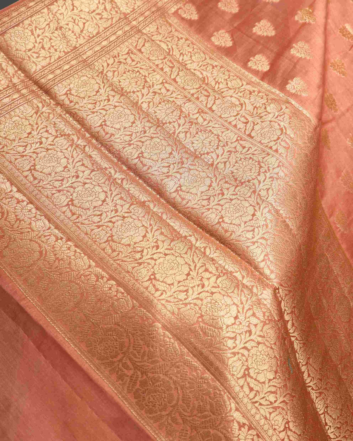 Nude Brown Pure Chanderi Silk Banarasi Saree
