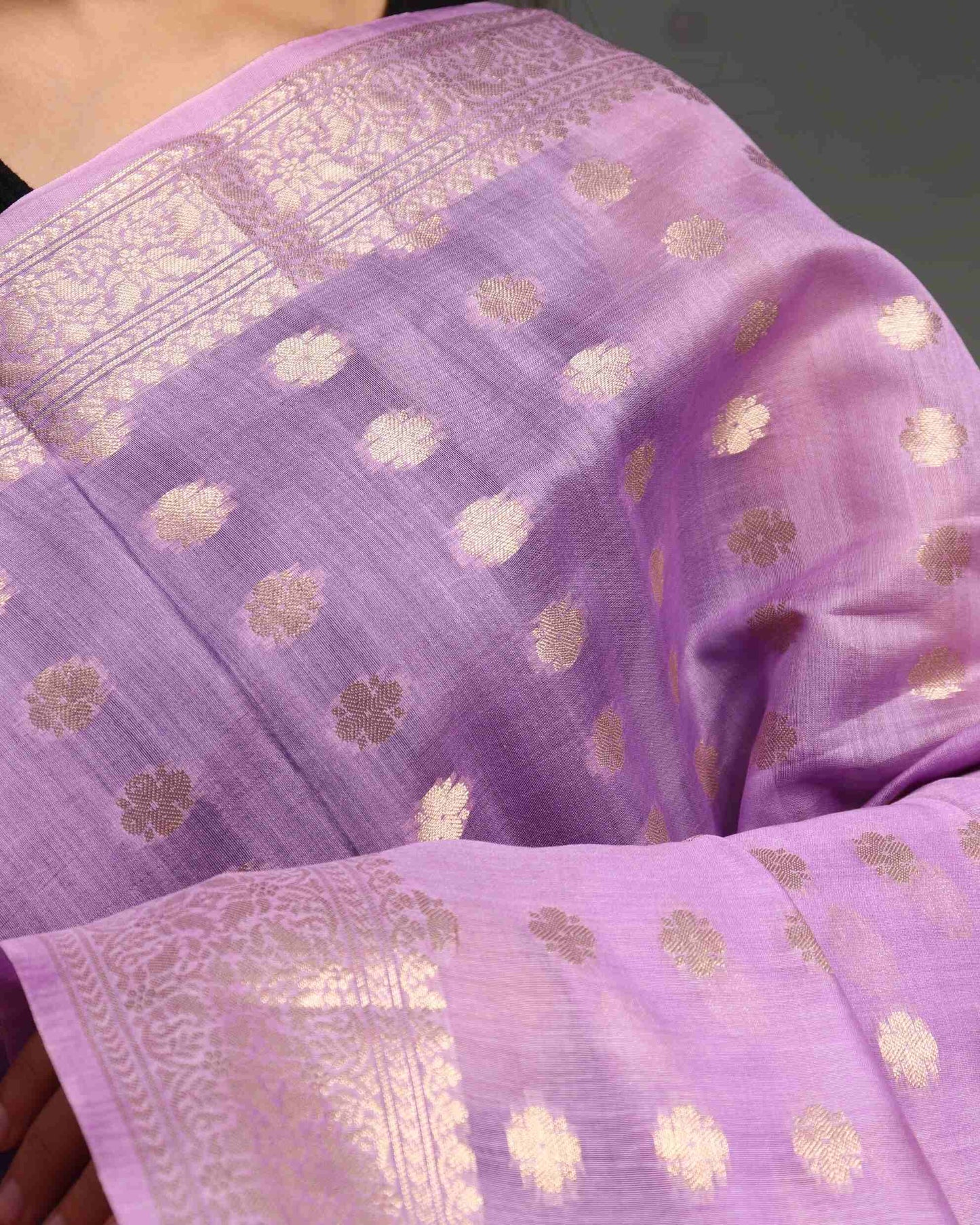Lavender Pure Chanderi Silk Banarasi Saree