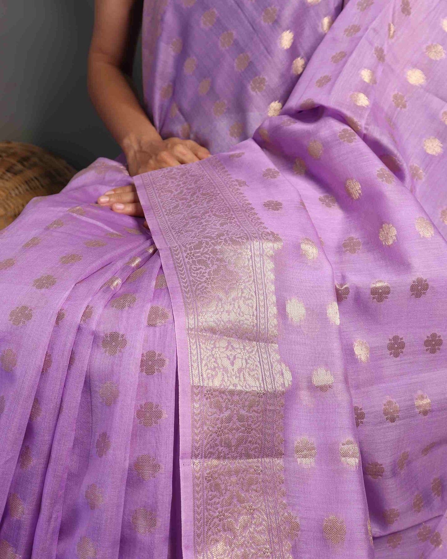 Lavender Pure Chanderi Silk Banarasi Saree