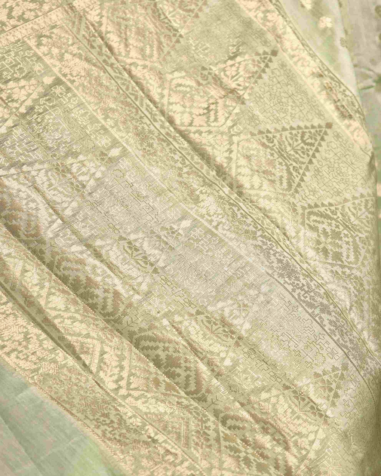 Pastel Green Pure Chanderi Silk Banarasi Saree