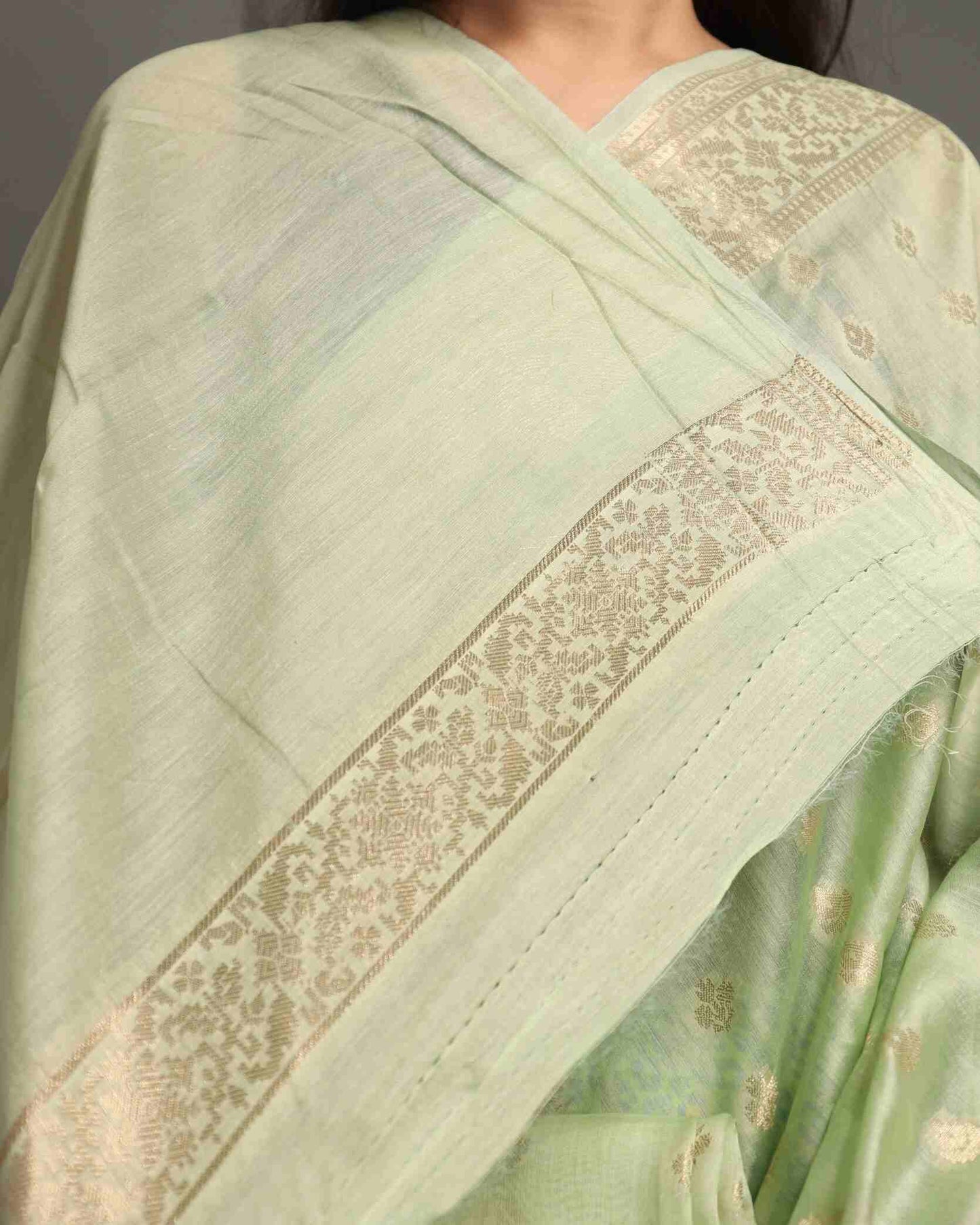 Pastel Green Pure Chanderi Silk Banarasi Saree