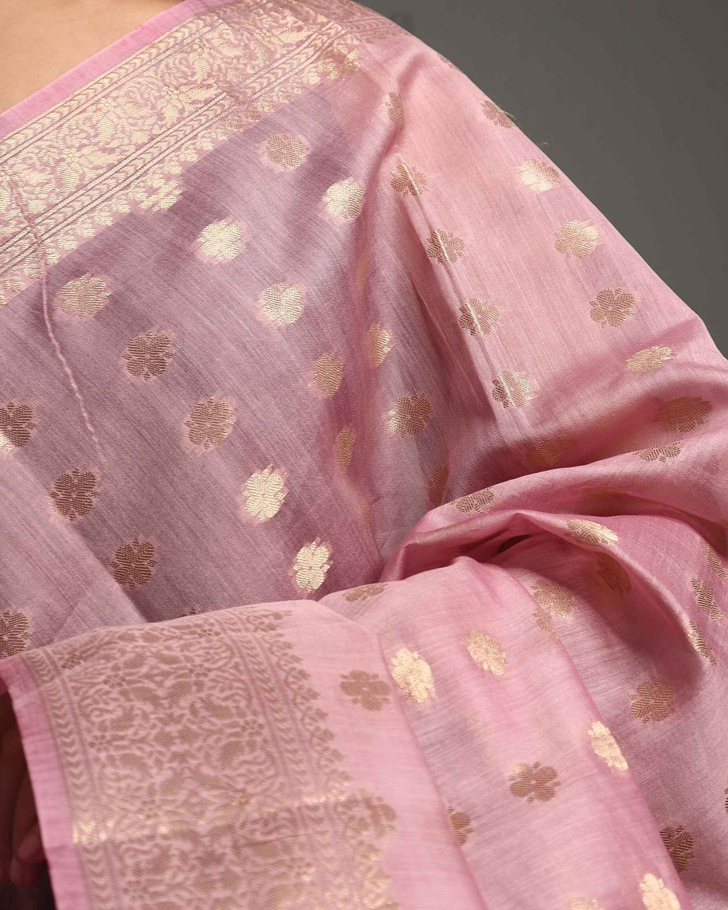 Onion Pink Pure Chanderi Silk Banarasi Saree
