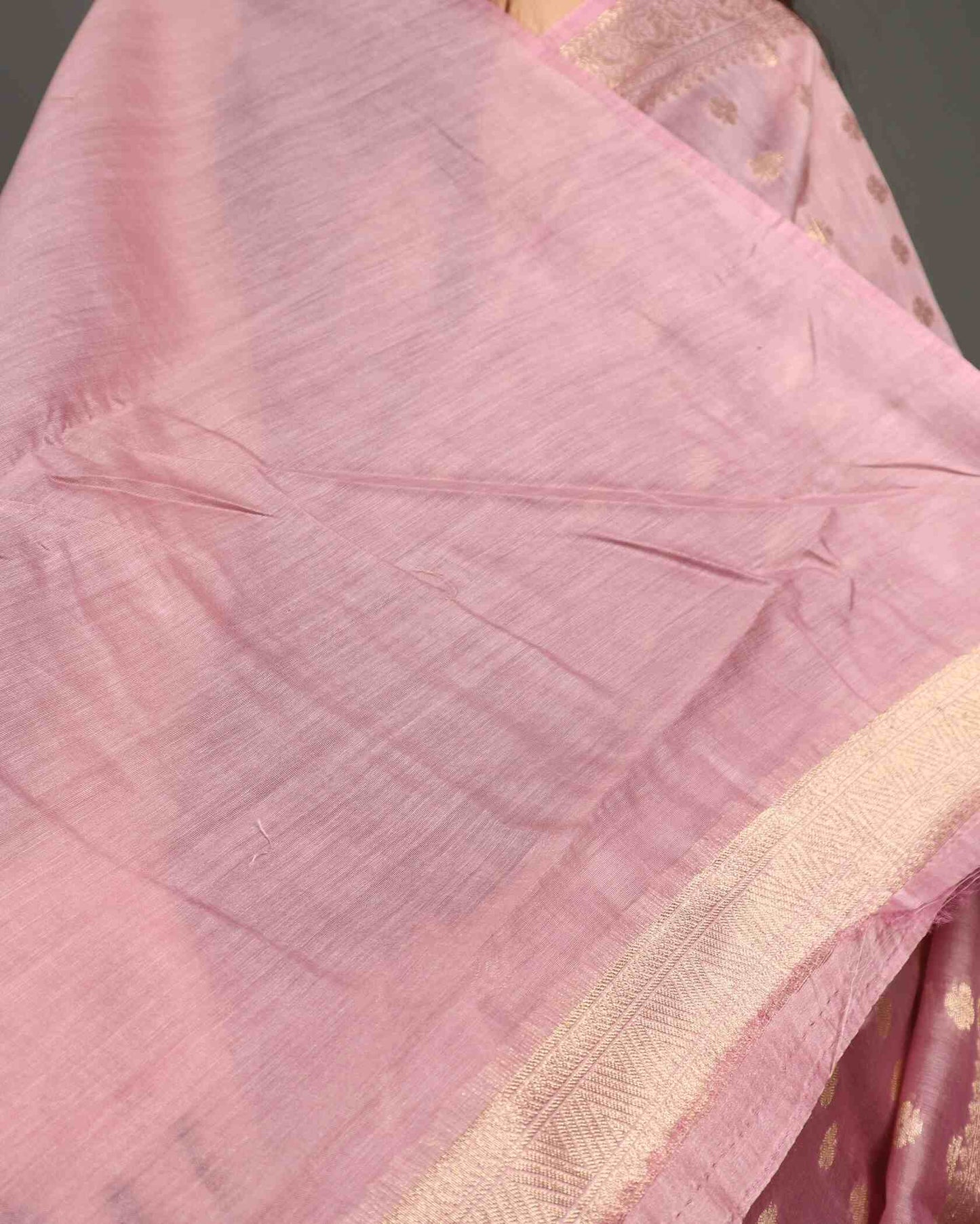 Onion Pink Pure Chanderi Silk Banarasi Saree