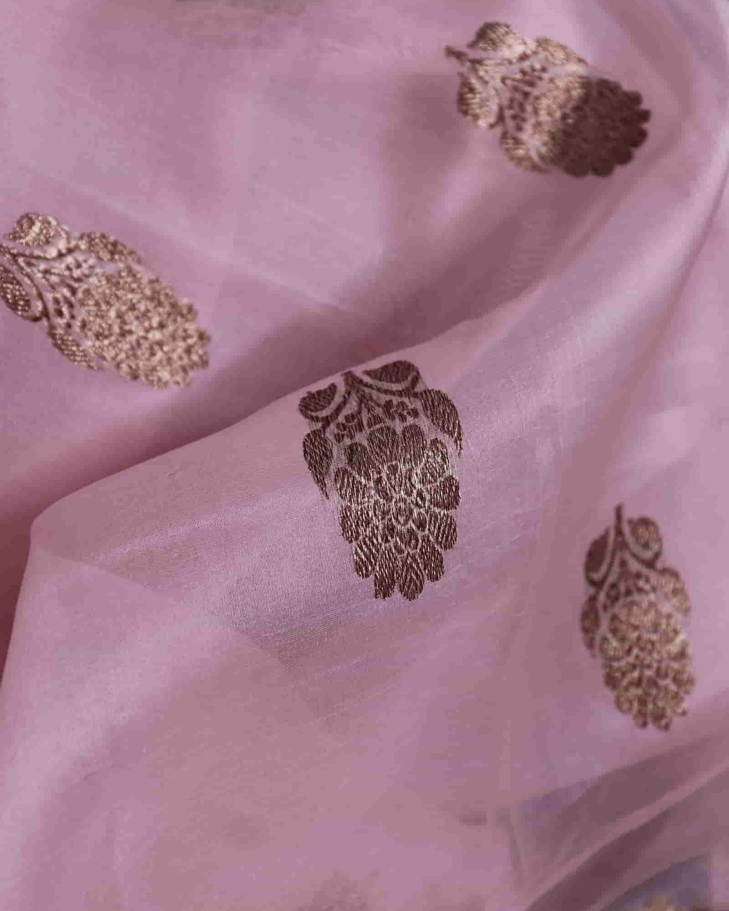 Baby Pink Pure Handloom Kora Silk Banarasi Saree