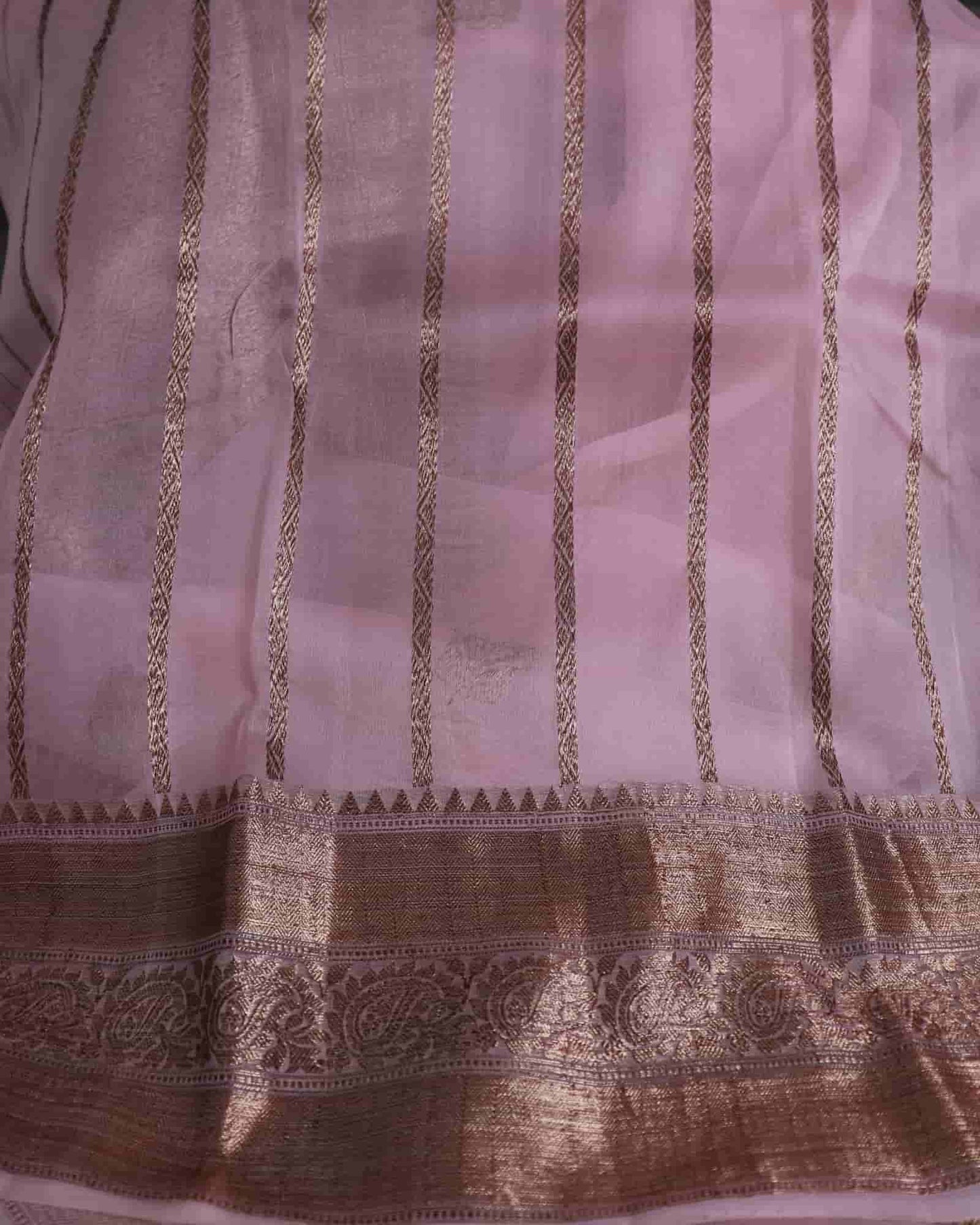 Baby Pink Pure Handloom Kora Silk Banarasi Saree
