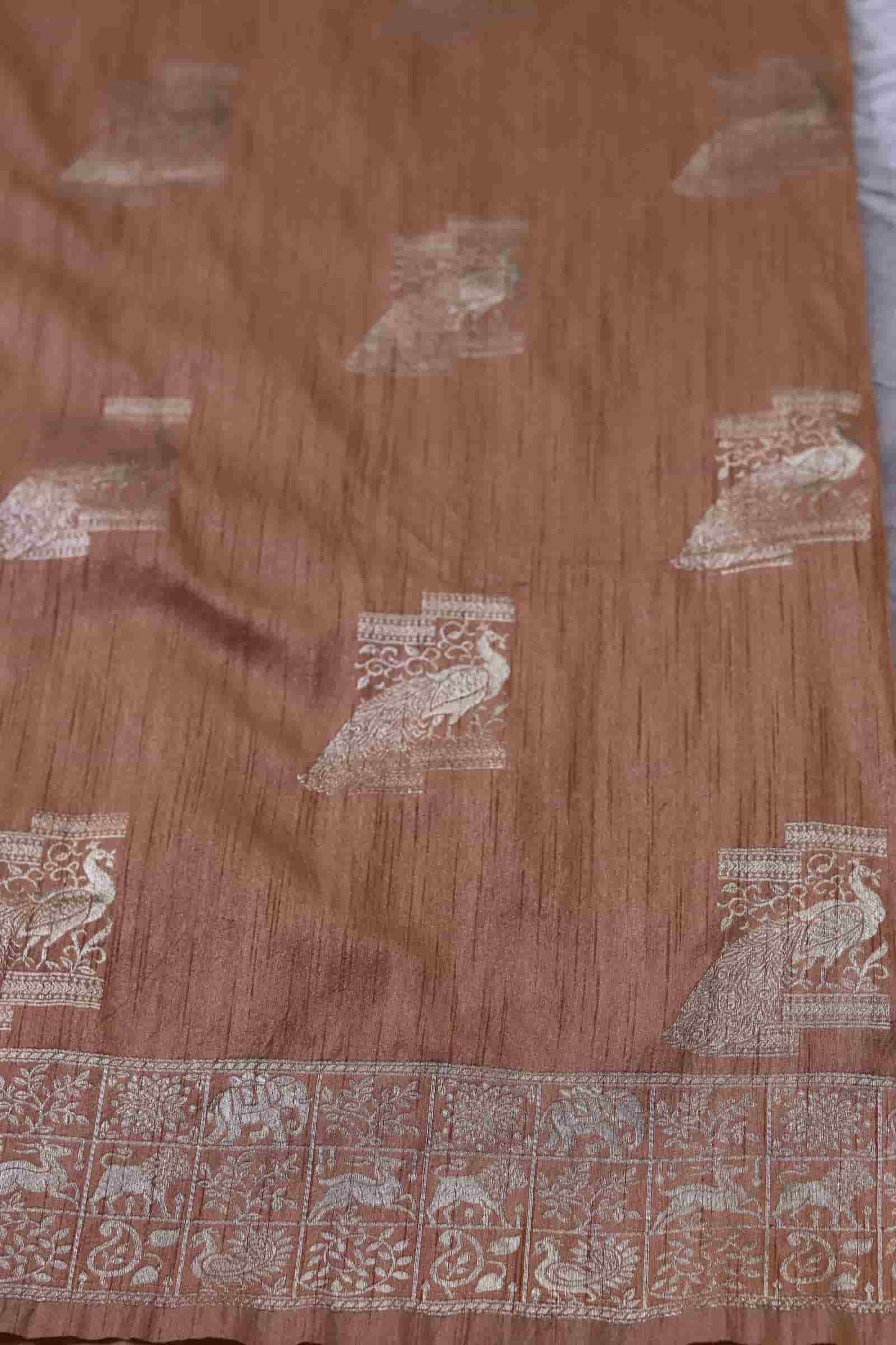 Light Brown Semi Tussar Silk Saree