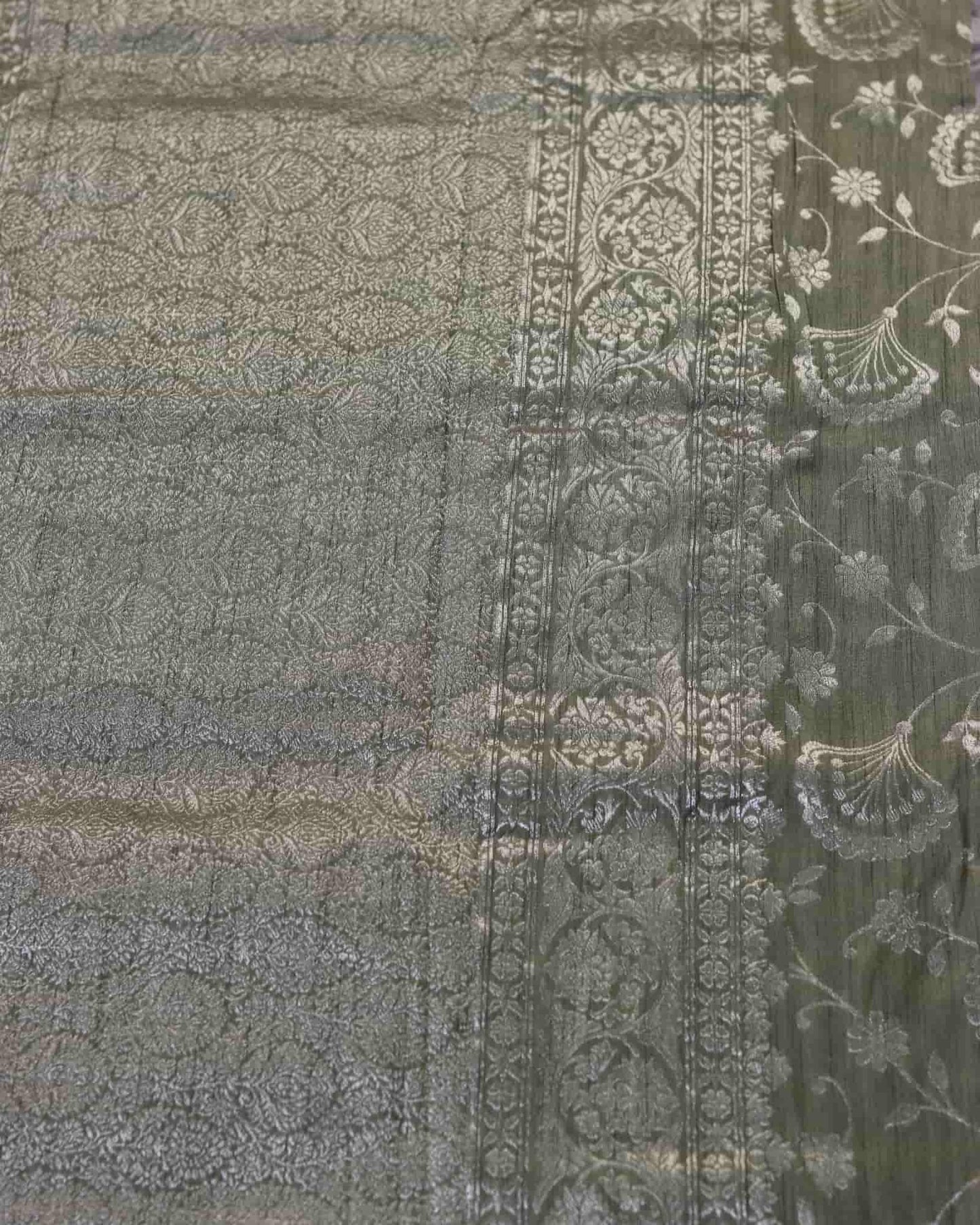 Olive Tussar Silk Saree