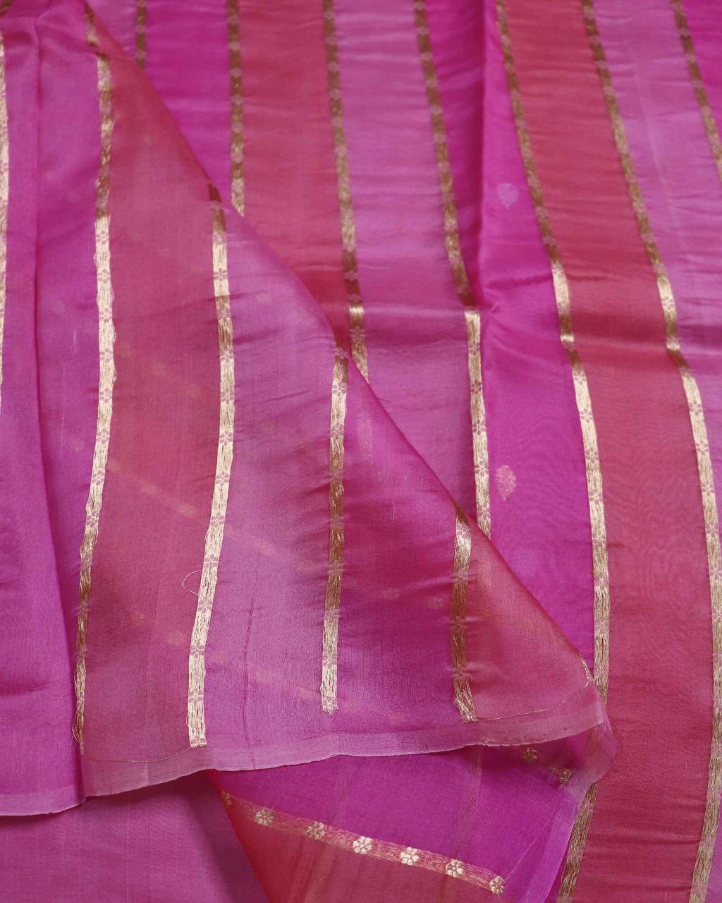 Pink Rangkat Pure Handloom Kora Silk Banarasi Saree