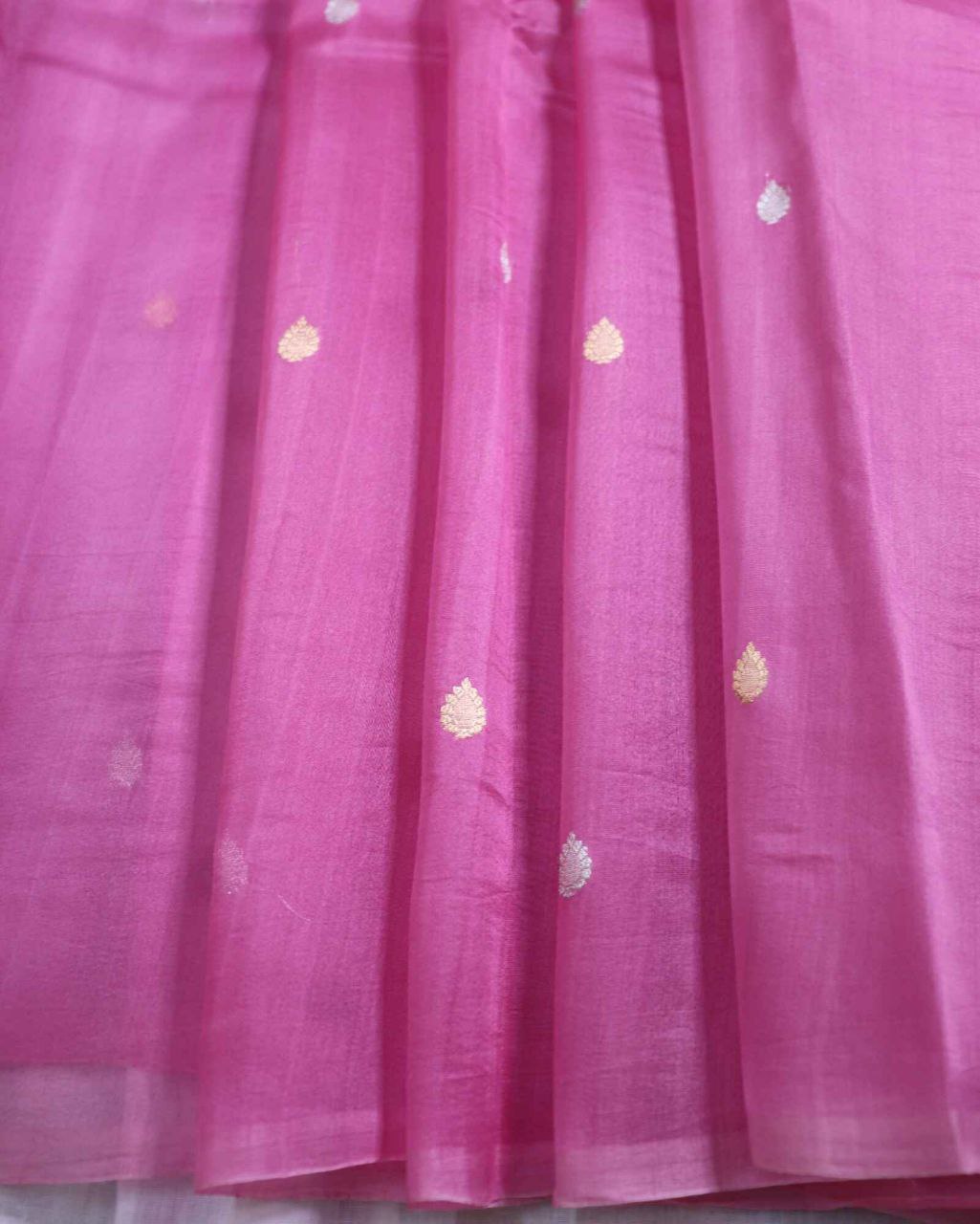 Pink Rangkat Pure Handloom Kora Silk Banarasi Saree