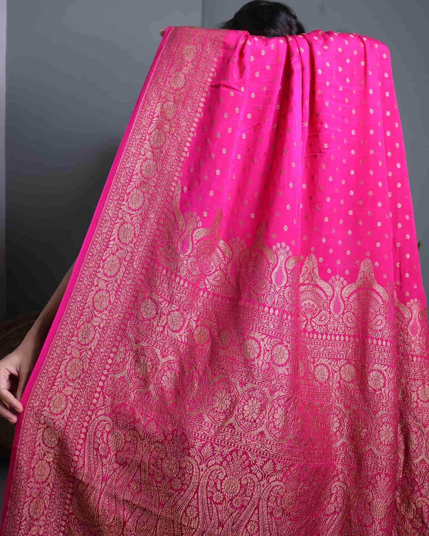 Rani Pink Khadi Pure Crepe Georgette