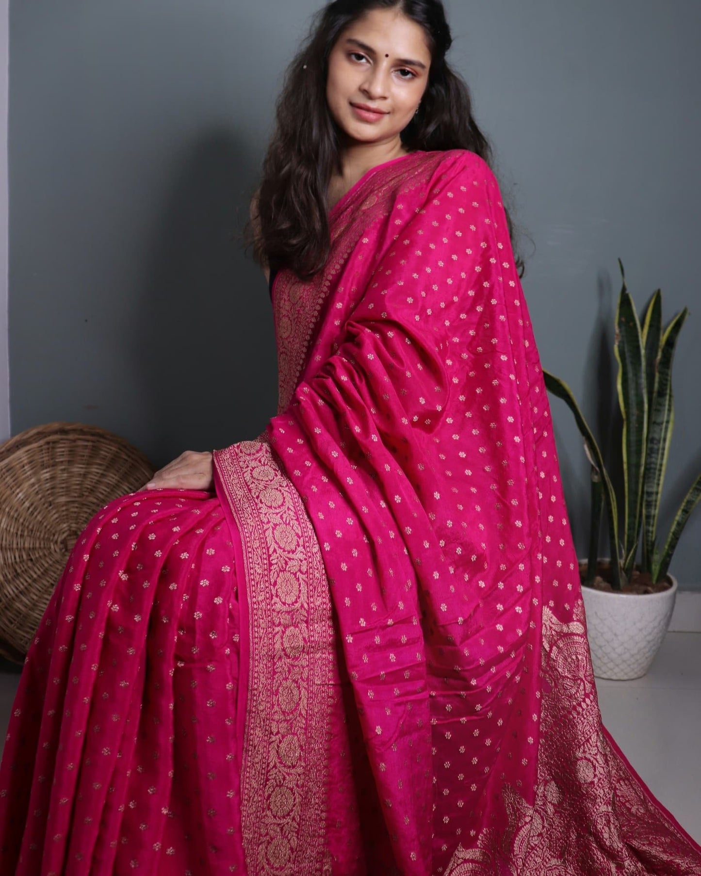 Rani Pink Khadi Pure Crepe Georgette