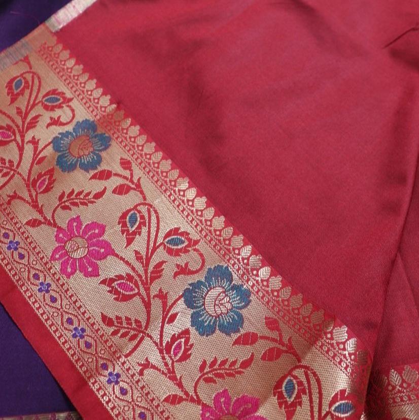 Purple Banrasi Silk Saree