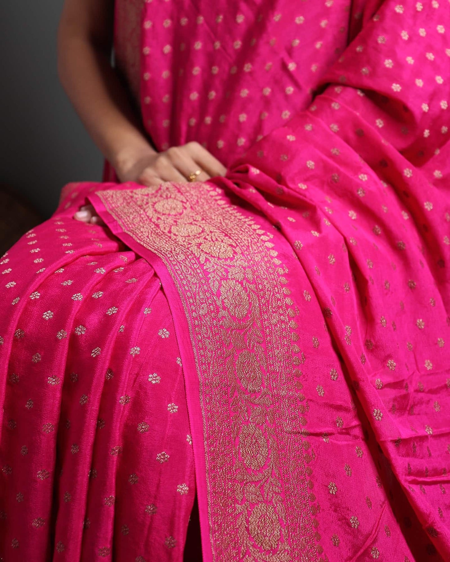 Rani Pink Khadi Pure Crepe Georgette
