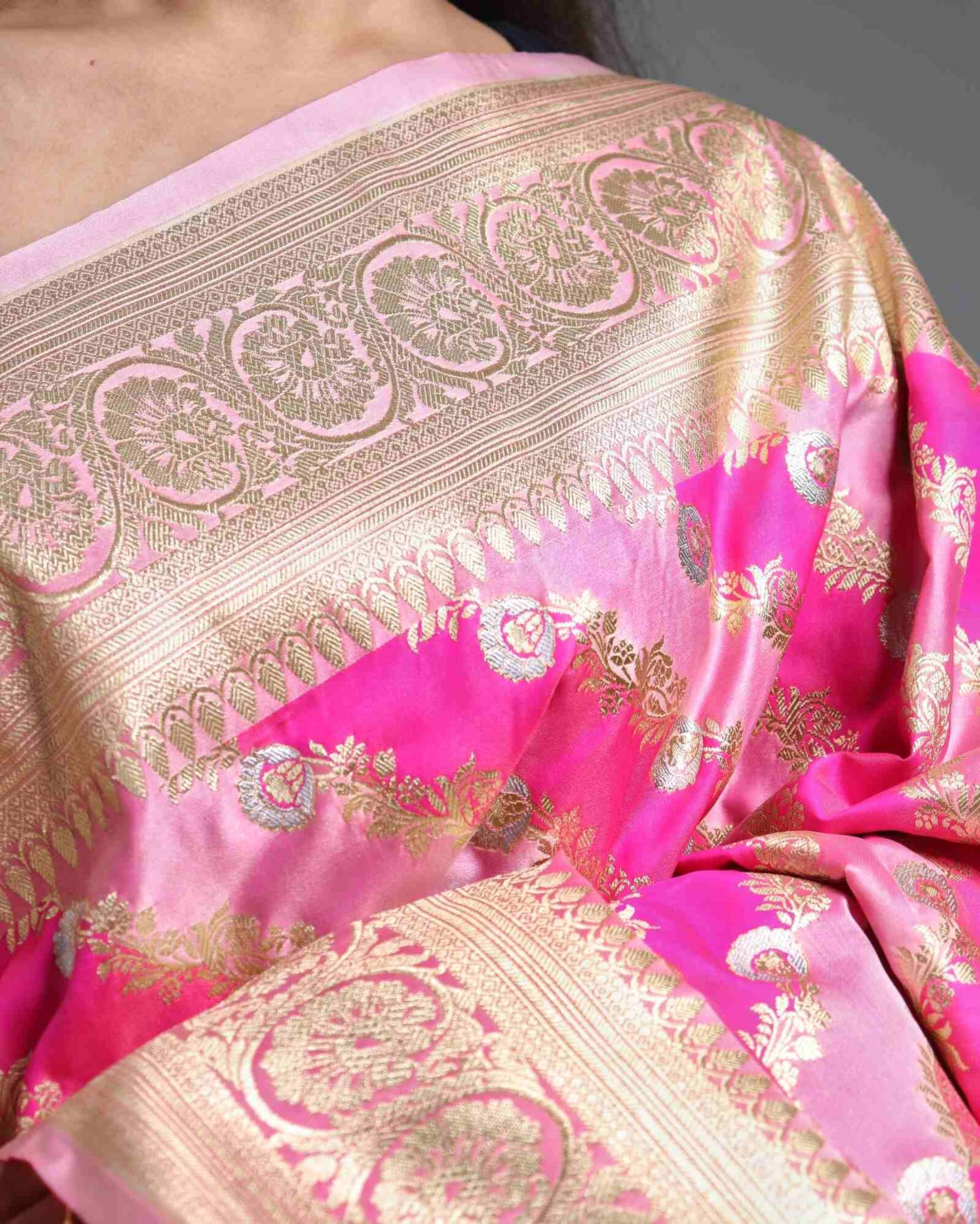 Pink Semi Mashru Rangkat Banarasi Silk saree