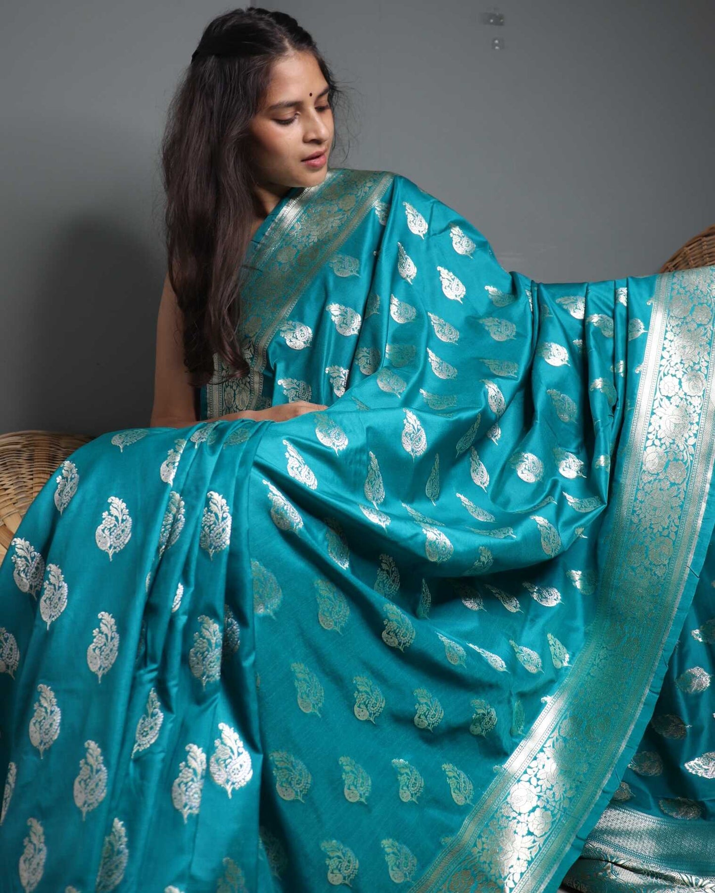 Green Semi Mashru Silk Banarasi Saree