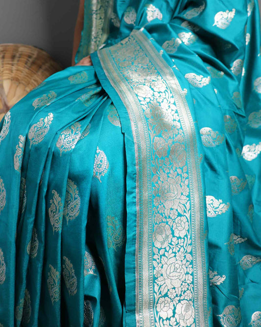 Green Semi Mashru Silk Banarasi Saree