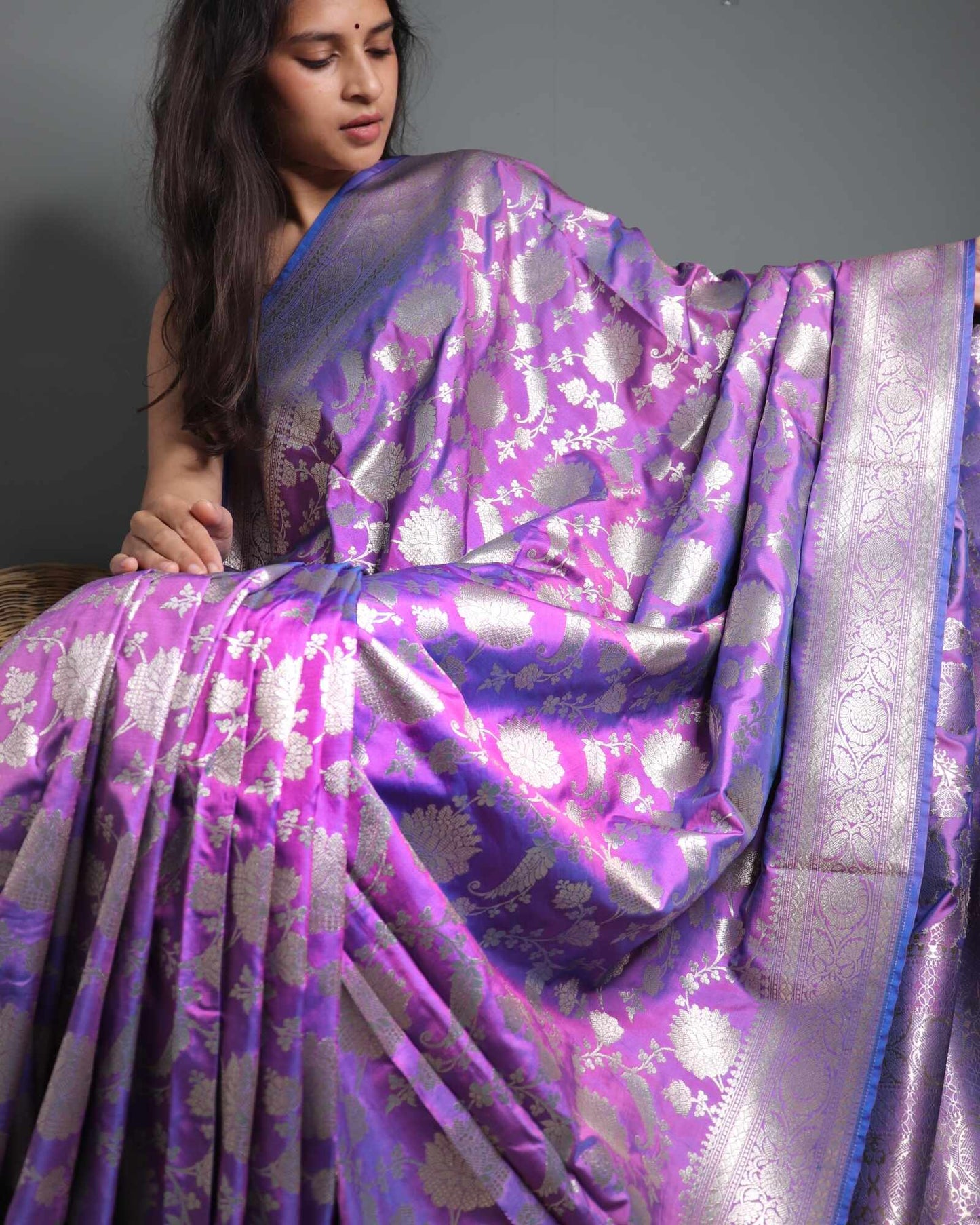 Lavender Semi Mashru Silk Banarasi Saree