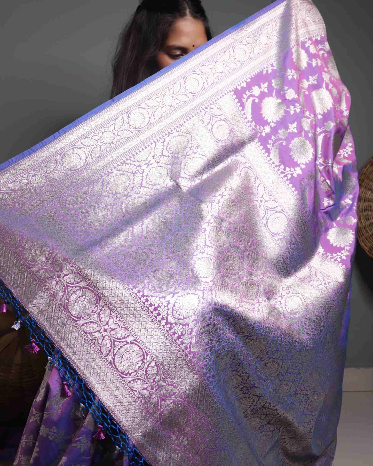 Lavender Semi Mashru Silk Banarasi Saree
