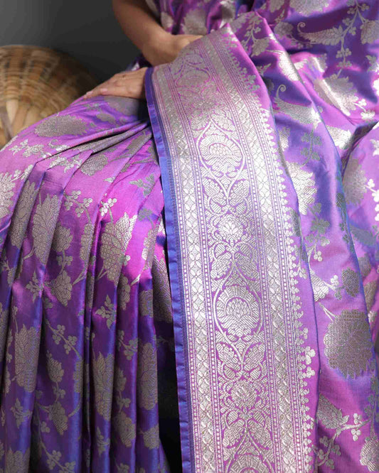 Lavender Semi Mashru Silk Banarasi Saree