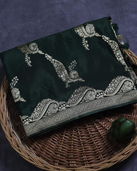 Green Crepe Georgette Banarasi Saree