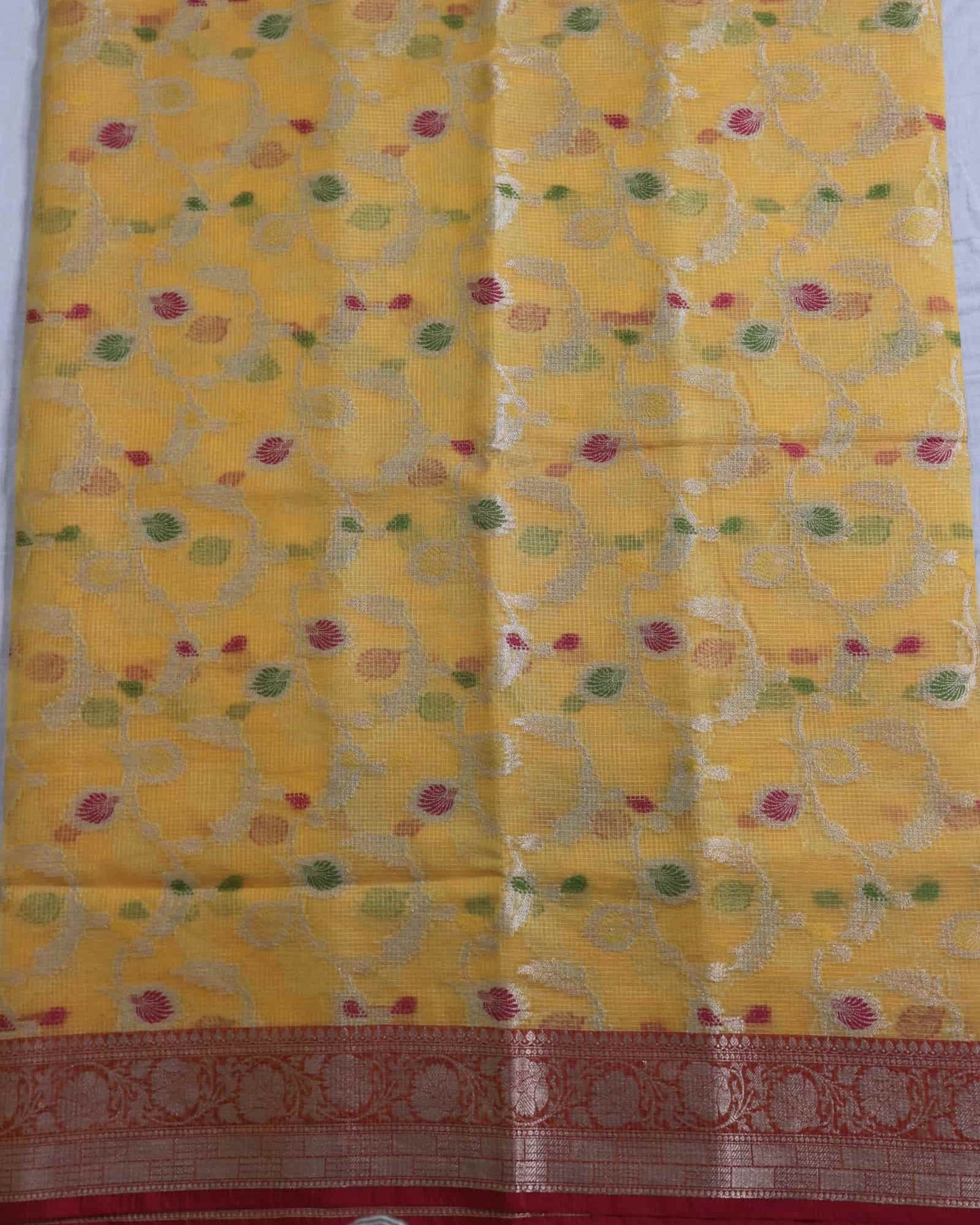 Yellow Kota Silk Banarasi Saree