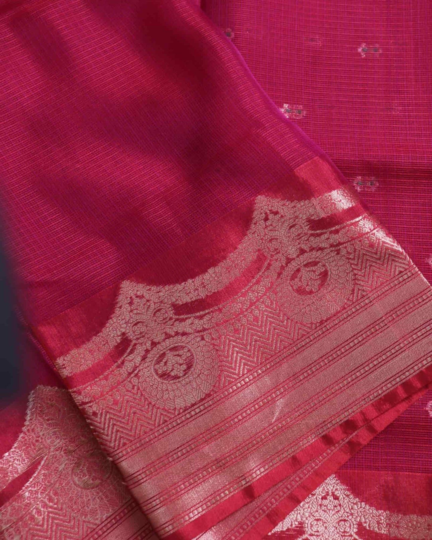 Ruby Red Kota Silk Saree