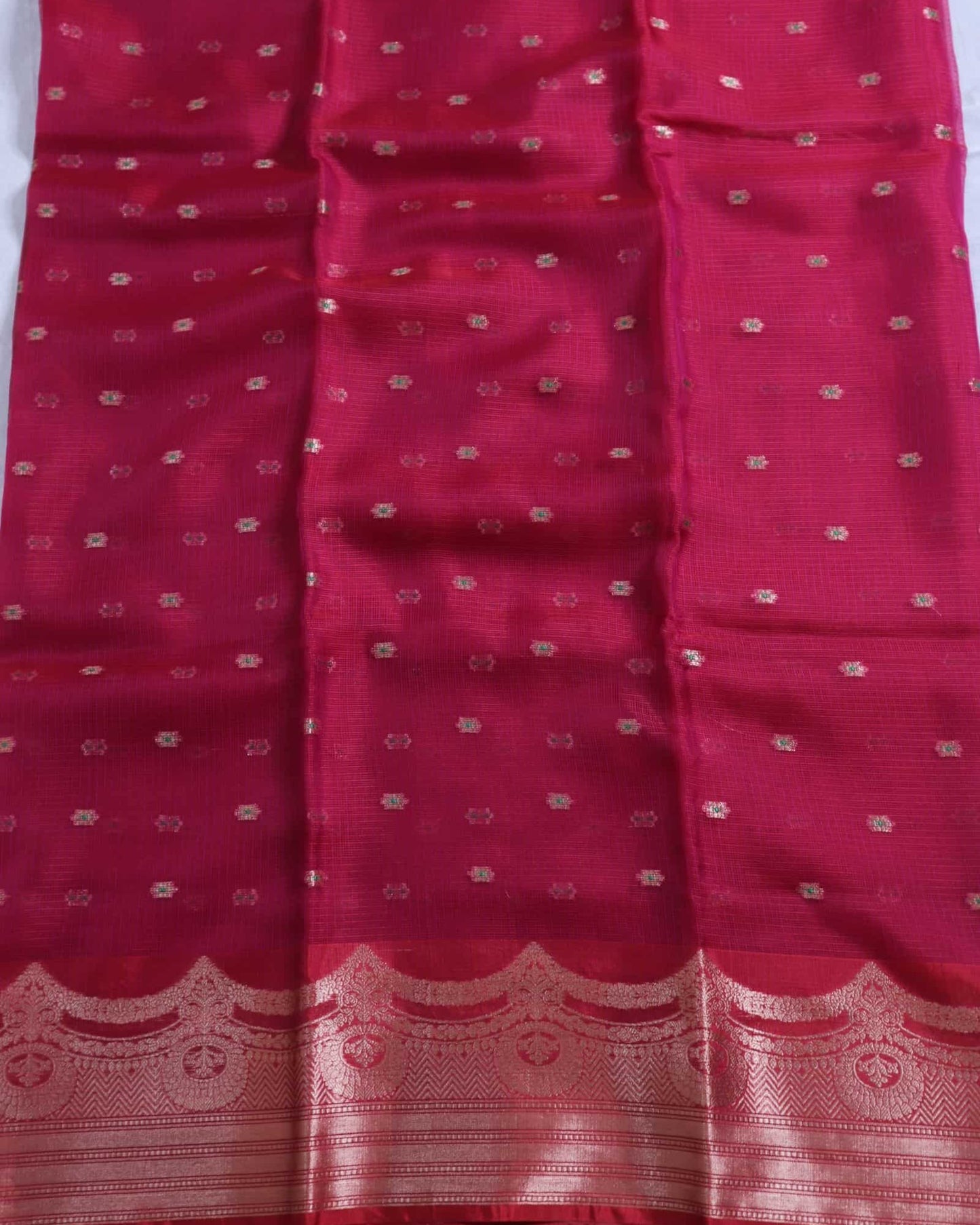 Ruby Red Kota Silk Saree