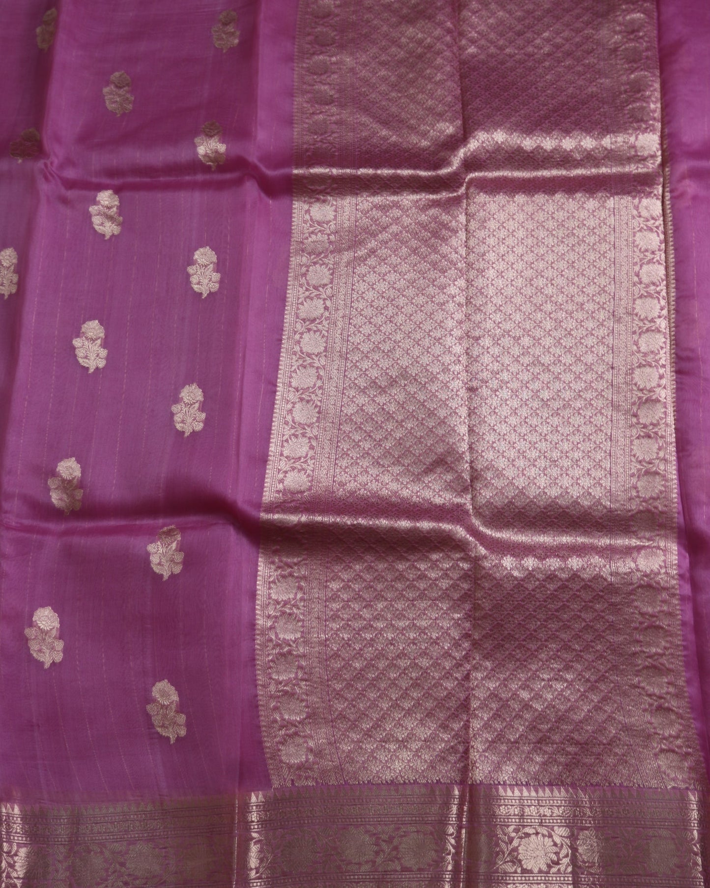 Pastel Pink Pure Handloom Kora Silk Banarasi Saree