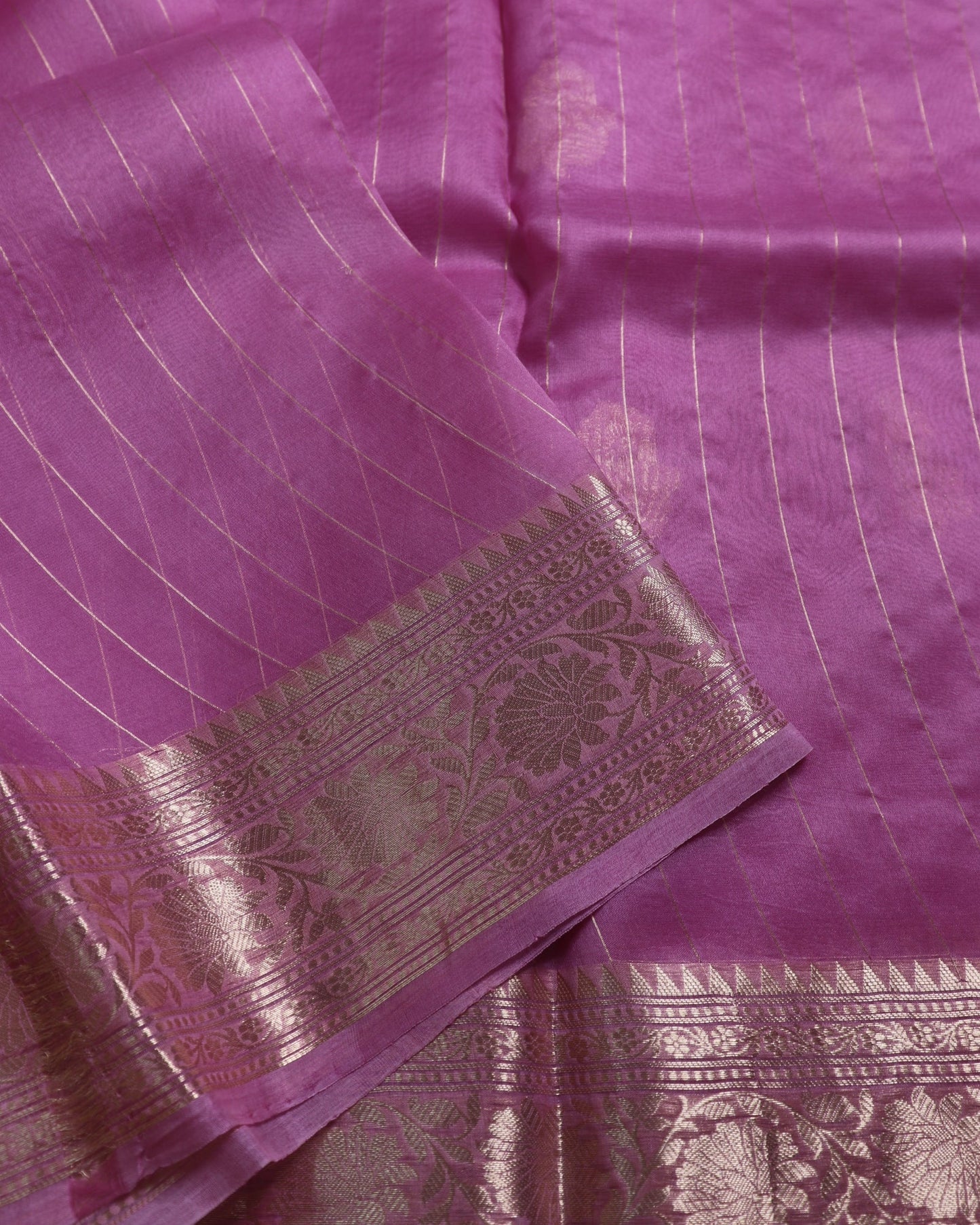 Pastel Pink Pure Handloom Kora Silk Banarasi Saree