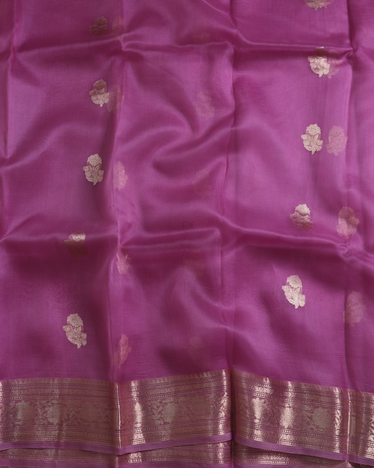 Pastel Pink Pure Handloom Kora Silk Banarasi Saree