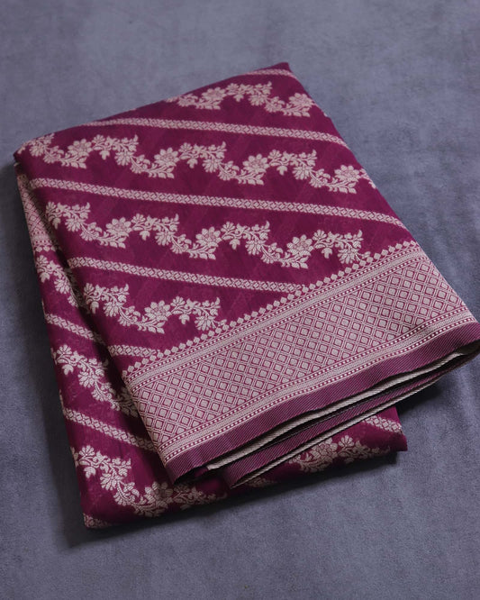 Magenta Cotton Silk Banarasi Saree