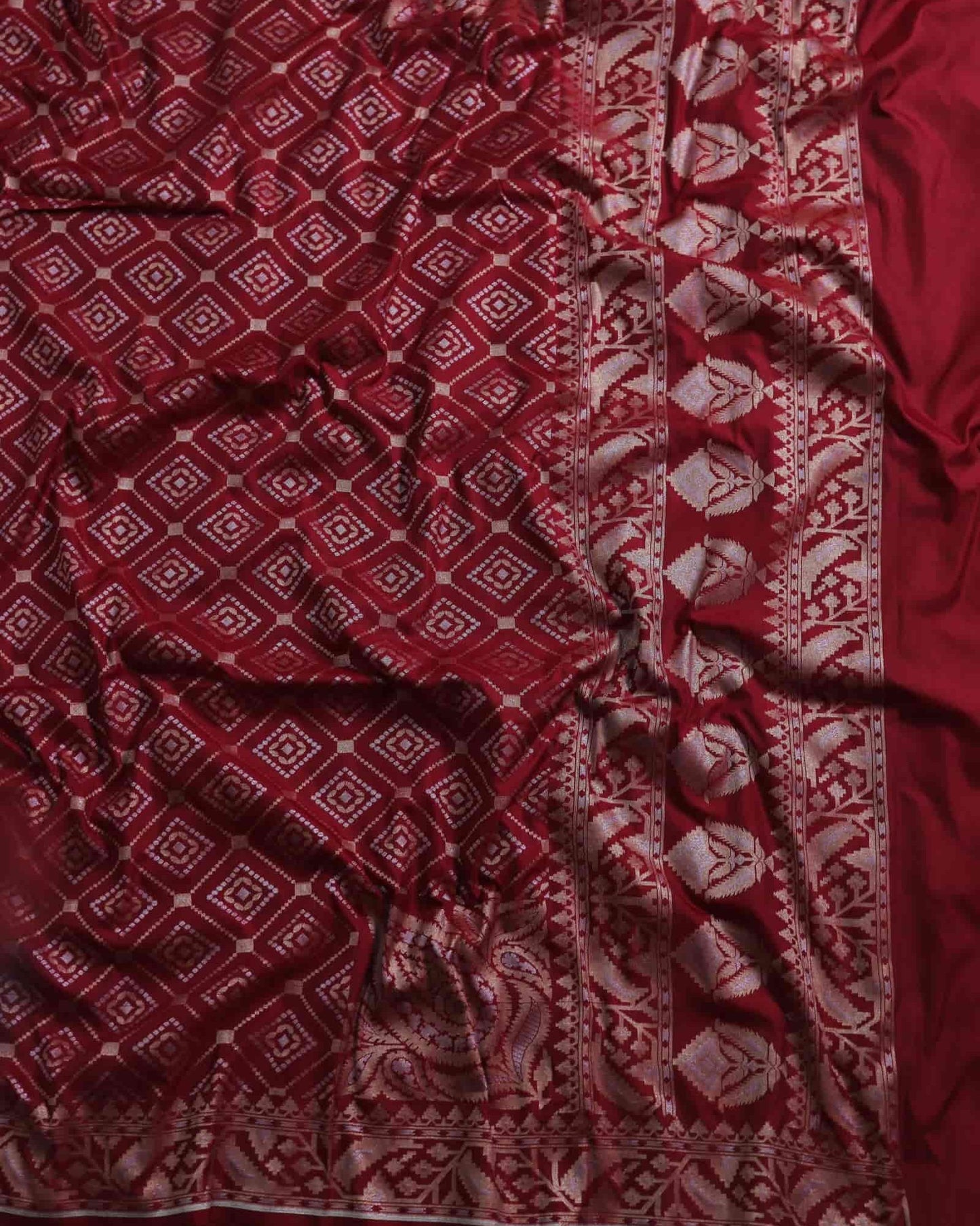 Rust Red Semi Katan Silk Saree