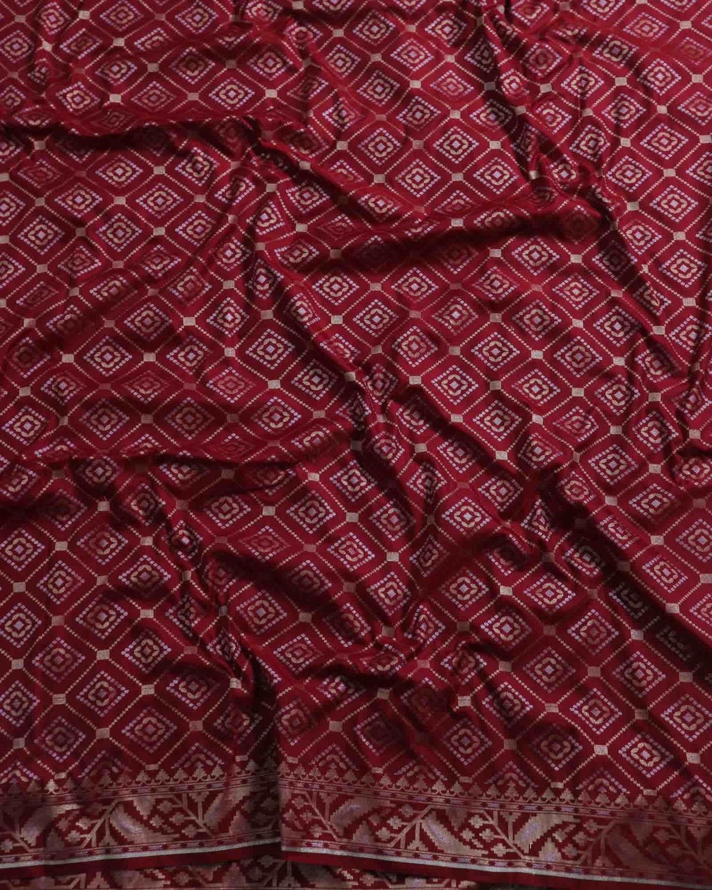 Rust Red Semi Katan Silk Saree