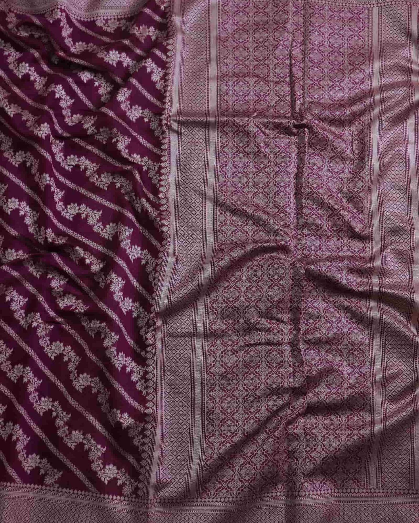 Magenta Cotton Silk Banarasi Saree