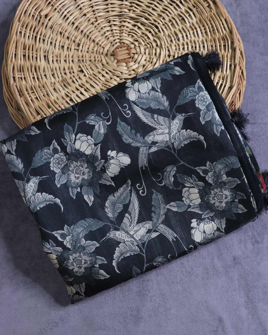 Black Organza Printed Saree