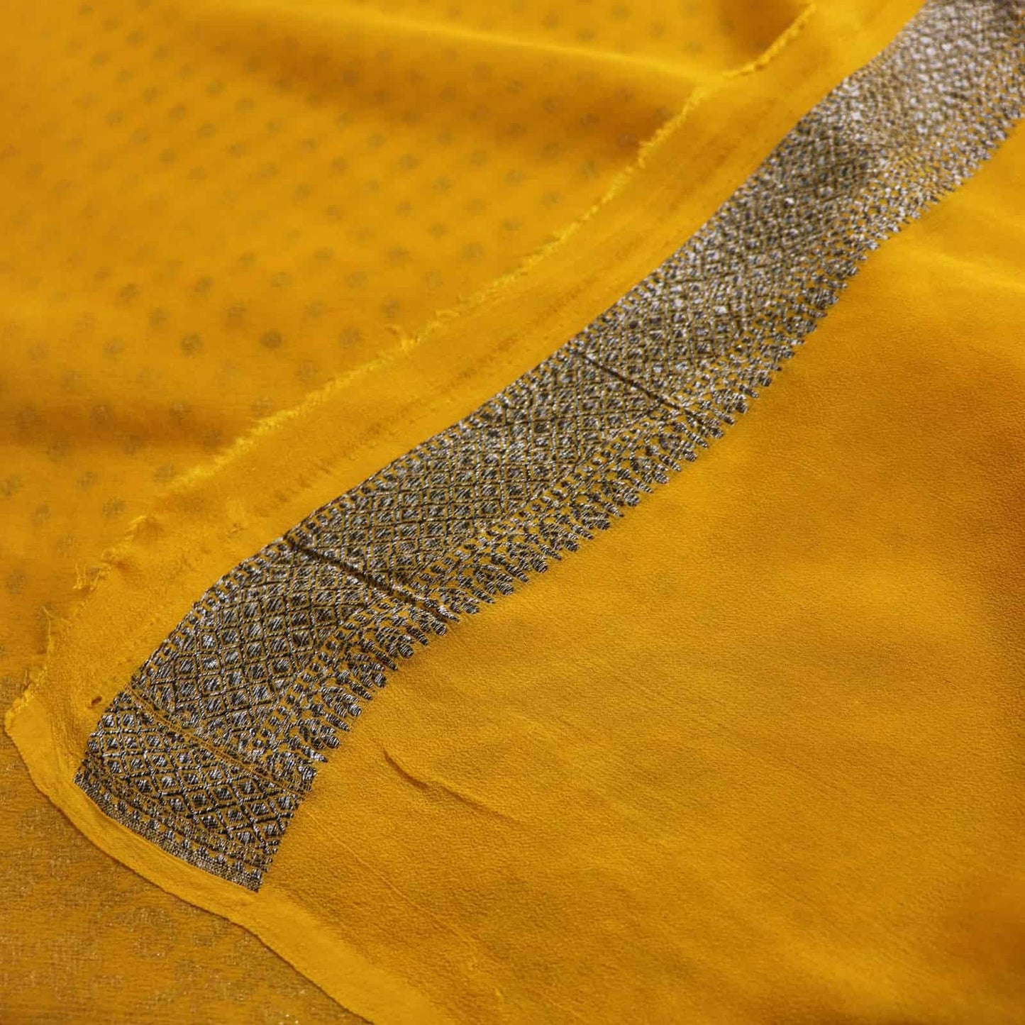 Yellow Pure Khadi Georgette Saree