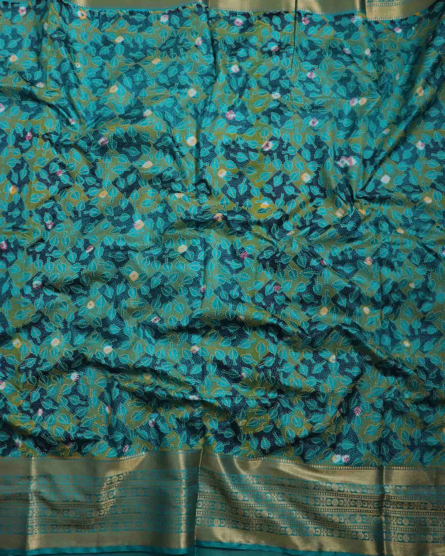 Sea Green Cotton Printed  Saree